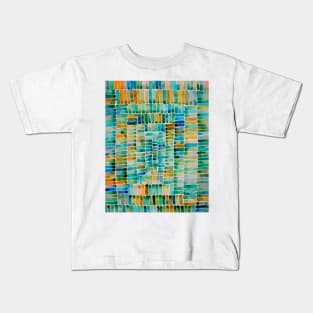 Watercolor abstract rectangles - orange and turquoise Kids T-Shirt